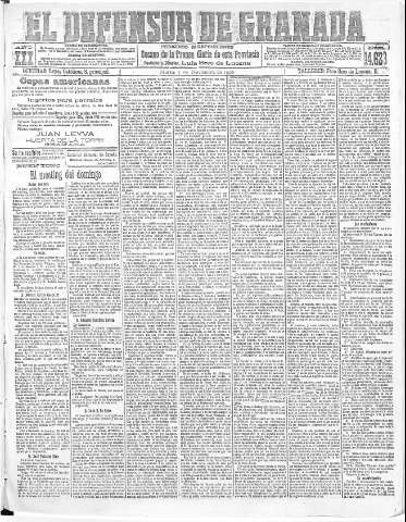'El Defensor de Granada  : diario político independiente' - Año XXX Número 14623  - 1908 Noviembre 03