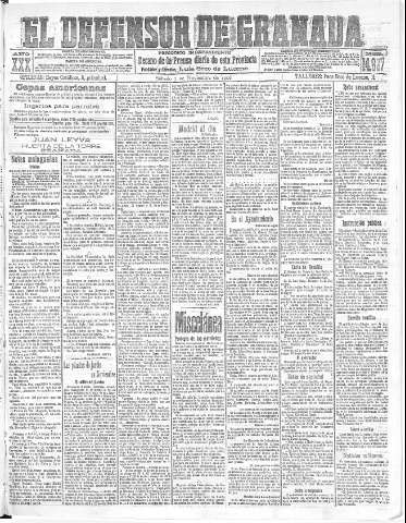 'El Defensor de Granada  : diario político independiente' - Año XXX Número 14627  - 1908 Noviembre 07