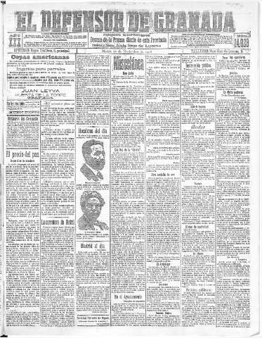 'El Defensor de Granada  : diario político independiente' - Año XXX Número 14629  - 1908 Noviembre 10