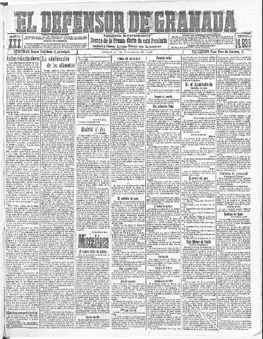 'El Defensor de Granada  : diario político independiente' - Año XXX Número 14639  - 1908 Noviembre 21
