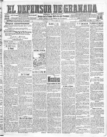 'El Defensor de Granada  : diario político independiente' - Año XXX Número 14641  - 1908 Noviembre 22