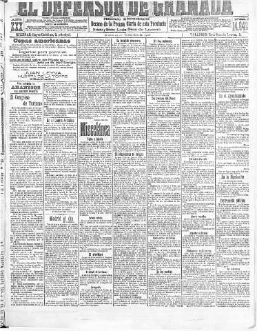 'El Defensor de Granada  : diario político independiente' - Año XXX Número 14642  - 1908 Noviembre 24