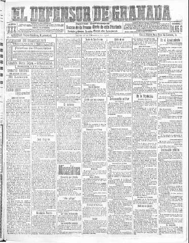 'El Defensor de Granada  : diario político independiente' - Año XXX Número 14656  - 1908 Diciembre 10
