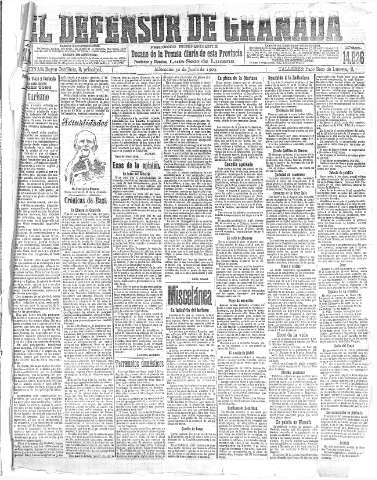 'El Defensor de Granada  : diario político independiente' - Año XXXI Número 14826  - 1909 Junio 30