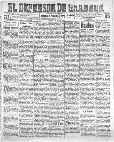'El Defensor de Granada  : diario político independiente' - Año XXXI Número 14829  - 1909 Julio 03