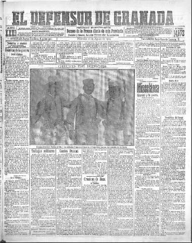 'El Defensor de Granada  : diario político independiente' - Año XXXI Número 14872  - 1909 Agosto 18