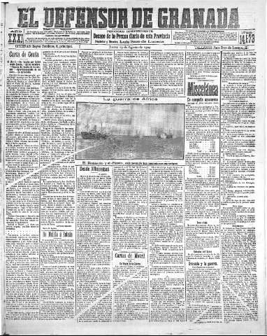 'El Defensor de Granada  : diario político independiente' - Año XXXI Número 14873  - 1909 Agosto 19
