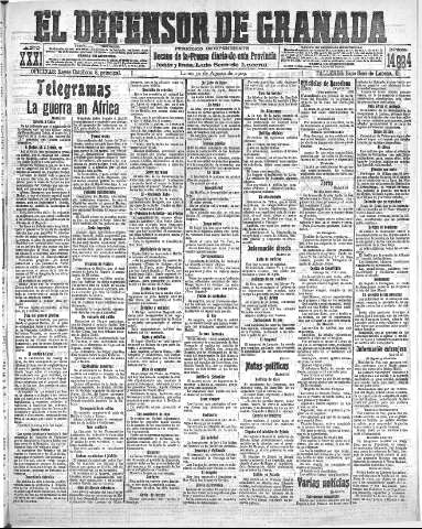 'El Defensor de Granada  : diario político independiente' - Año XXXI Número 14884  - 1909 Agosto 30
