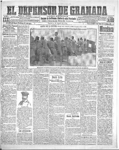 'El Defensor de Granada  : diario político independiente' - Año XXXI Número 14885  - 1909 Agosto 31