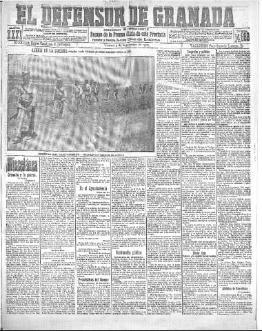 'El Defensor de Granada  : diario político independiente' - Año XXXI Número 14888  - 1909 Septiembre 03