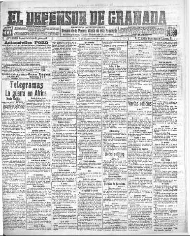 'El Defensor de Granada  : diario político independiente' - Año XXXI Número 14898  - 1909 Septiembre 13
