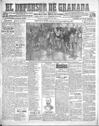 'El Defensor de Granada  : diario político independiente' - Año XXXI Número 14899  - 1909 Septiembre 14