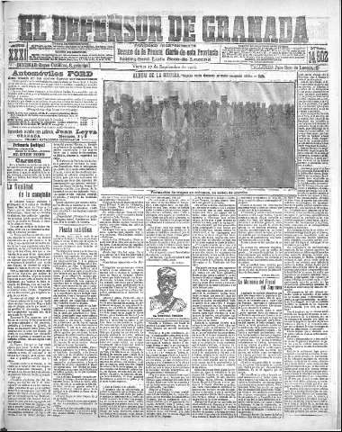 'El Defensor de Granada  : diario político independiente' - Año XXXI Número 14902  - 1909 Septiembre 17