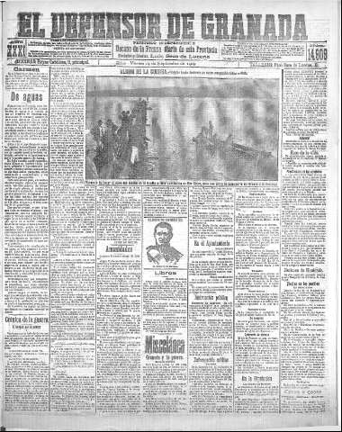 'El Defensor de Granada  : diario político independiente' - Año XXXI Número 14909  - 1909 Septiembre 24