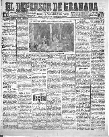 'El Defensor de Granada  : diario político independiente' - Año XXXI Número 14913  - 1909 Septiembre 28