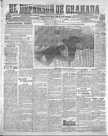 'El Defensor de Granada  : diario político independiente' - Año XXXI Número 14914  - 1909 Septiembre 29
