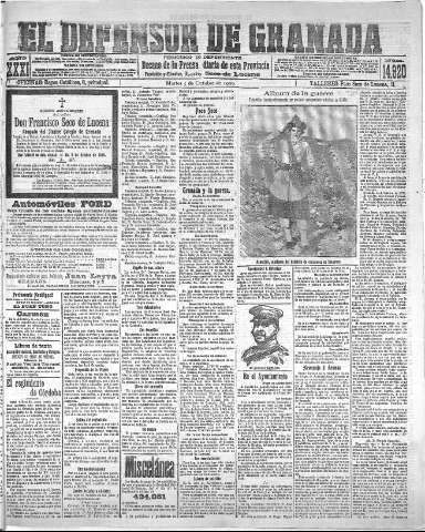 'El Defensor de Granada  : diario político independiente' - Año XXXI Número 14496  - 1909 Octubre 05