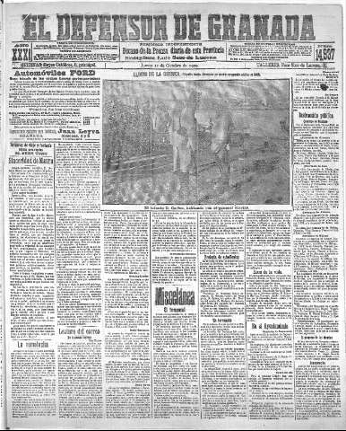 'El Defensor de Granada  : diario político independiente' - Año XXXI Número 14937  - 1909 Octubre 21