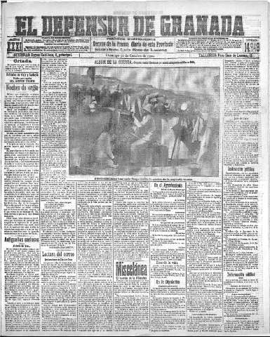 'El Defensor de Granada  : diario político independiente' - Año XXXI Número 14948  - 1909 Octubre 31
