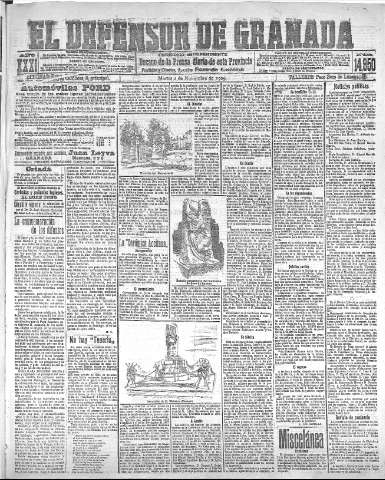 'El Defensor de Granada  : diario político independiente' - Año XXXI Número 14950  - 1909 Noviembre 02