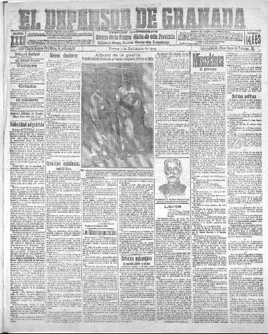 'El Defensor de Granada  : diario político independiente' - Año XXXI Número 14953  - 1909 Noviembre 05