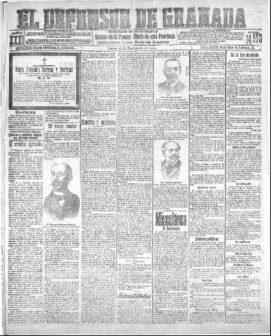 'El Defensor de Granada  : diario político independiente' - Año XXXI Número 14973  - 1909 Noviembre 25
