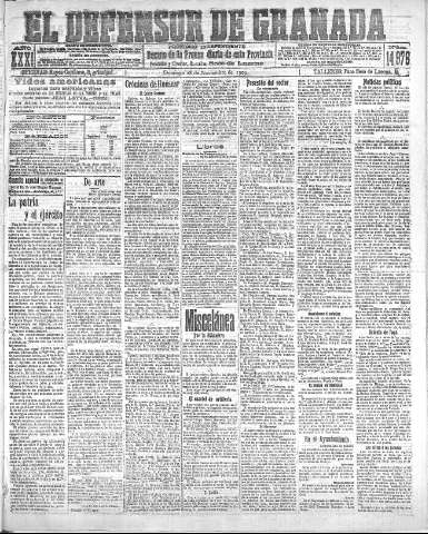 'El Defensor de Granada  : diario político independiente' - Año XXXI Número 14976  - 1909 Noviembre 28