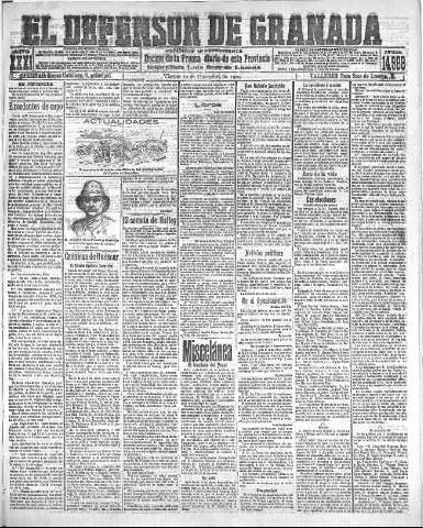 'El Defensor de Granada  : diario político independiente' - Año XXXI Número 14988  - 1909 Diciembre 10