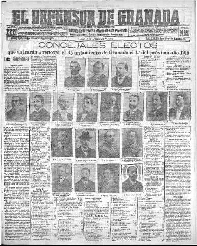 'El Defensor de Granada  : diario político independiente' - Año XXXI Número 14991  - 1909 Diciembre 13