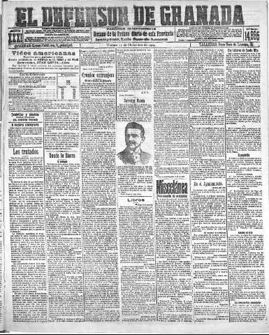 'El Defensor de Granada  : diario político independiente' - Año XXXI Número 14995  - 1909 Diciembre 17