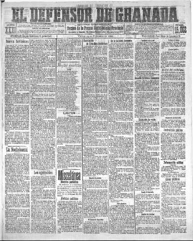 'El Defensor de Granada  : diario político independiente' - Año XXXI Número 15002  - 1909 Diciembre 24