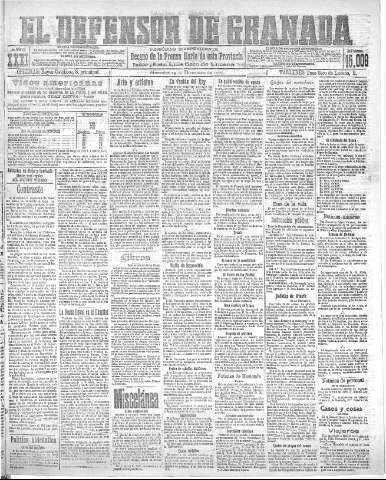 'El Defensor de Granada  : diario político independiente' - Año XXXI Número 15006  - 1909 Diciembre 29
