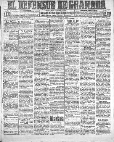 'El Defensor de Granada  : diario político independiente' - Año XXXI Número 15008  - 1909 Diciembre 31