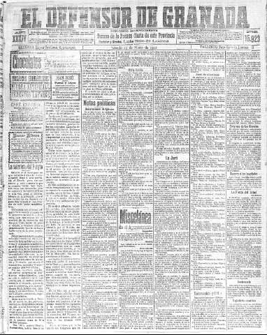 'El Defensor de Granada  : diario político independiente' - Año XXXIV Número 15923  - 1912 Marzo 23