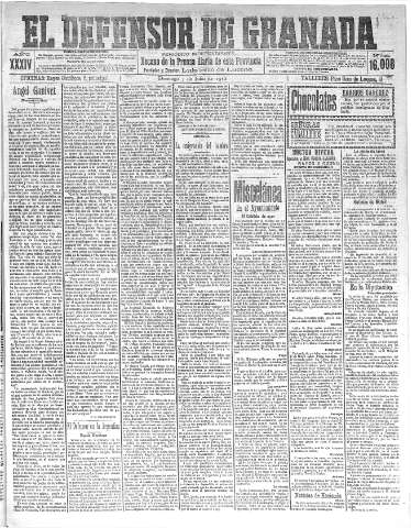 'El Defensor de Granada  : diario político independiente' - Año XXXIV Número 16008  - 1912 Julio 07