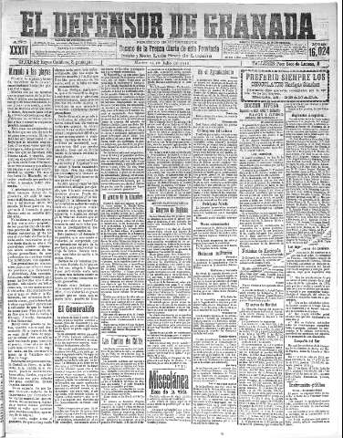 'El Defensor de Granada  : diario político independiente' - Año XXXIV Número 16024  - 1912 Julio 23