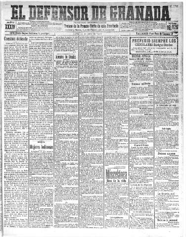 'El Defensor de Granada  : diario político independiente' - Año XXXIV Número 16026  - 1912 Julio 25