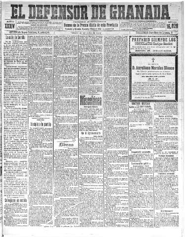 'El Defensor de Granada  : diario político independiente' - Año XXXIV Número 16028  - 1912 Julio 27