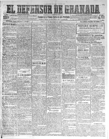 'El Defensor de Granada  : diario político independiente' - Año XXXIV Número 16068  - 1912 Septiembre 14