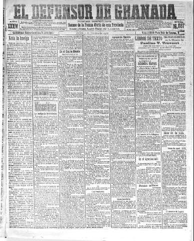 'El Defensor de Granada  : diario político independiente' - Año XXXIV Número 16087  - 1912 Octubre 03