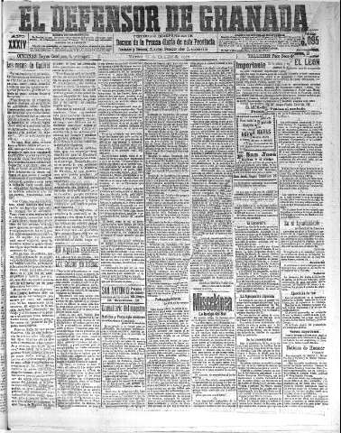 'El Defensor de Granada  : diario político independiente' - Año XXXIV Número 16095  - 1912 Octubre 11