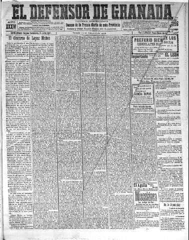 'El Defensor de Granada  : diario político independiente' - Año XXXIV Número 16096  - 1912 Octubre 12