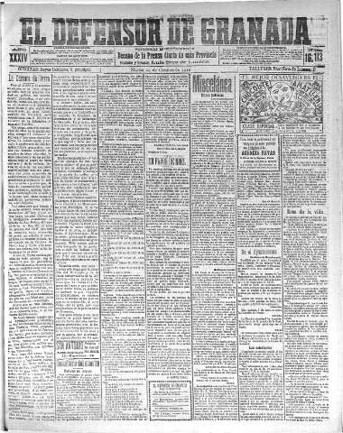'El Defensor de Granada  : diario político independiente' - Año XXXIV Número 16113  - 1912 Octubre 29