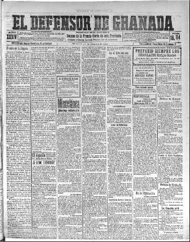 'El Defensor de Granada  : diario político independiente' - Año XXXIV Número 16114  - 1912 Octubre 30