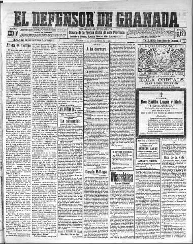 'El Defensor de Granada  : diario político independiente' - Año XXXIV Número 16120  - 1912 Noviembre 05