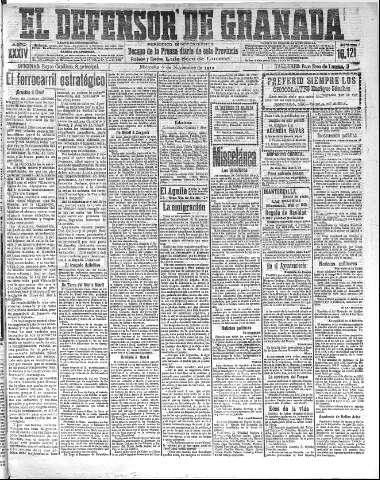 'El Defensor de Granada  : diario político independiente' - Año XXXIV Número 16121  - 1912 Noviembre 06