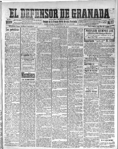'El Defensor de Granada  : diario político independiente' - Año XXXIV Número 16127  - 1912 Noviembre 12