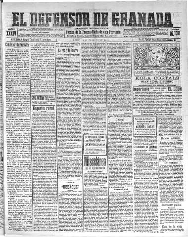 'El Defensor de Granada  : diario político independiente' - Año XXXIV Número 16130  - 1912 Noviembre 15