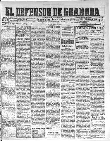 'El Defensor de Granada  : diario político independiente' - Año XXXIV Número 16131  - 1912 Noviembre 16