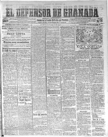 'El Defensor de Granada  : diario político independiente' - Año XXXIV Número 16136  - 1912 Noviembre 21